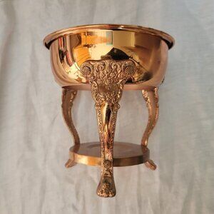 Princess House Carafe stand for glass pot brass toned ornate vtg claw foot EUC